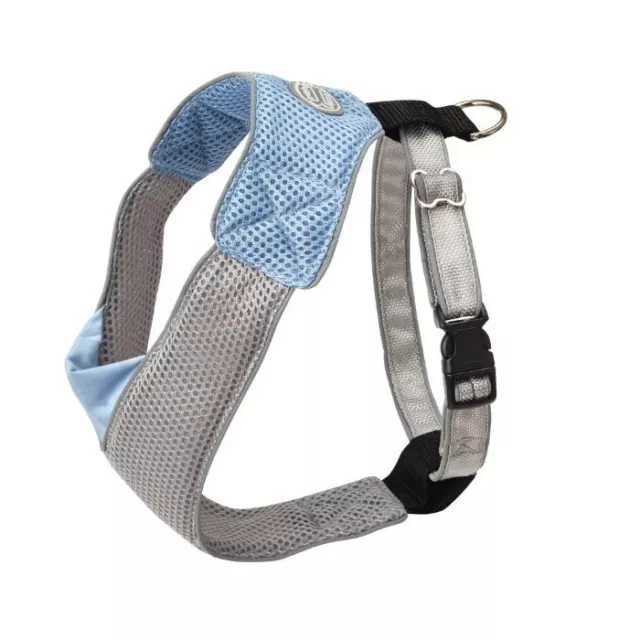 Overhead Blue Gray Dog Harness Reflective V Mesh Style by Doggles