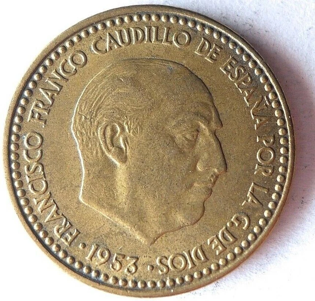 1953 (61) SPAIN PESETA - Excellent Collectible Coin - FREE SHIP - Bin #341