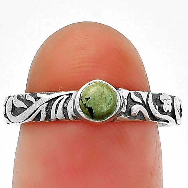 Lucky Charm Tibetan Turquoise 925 Sterling Silver Ring s.8 Jewelry R-1042