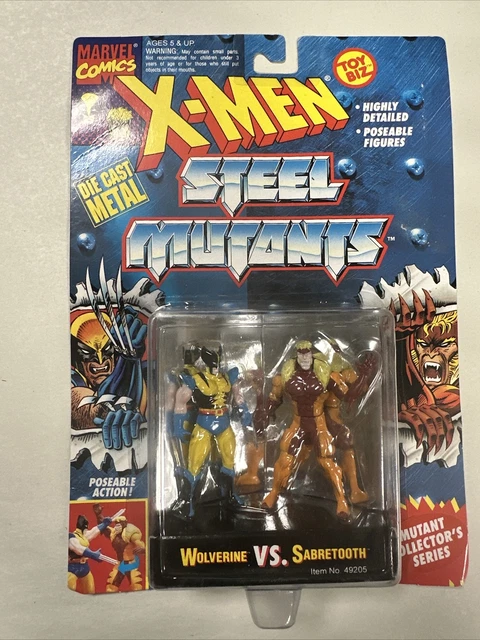 1994 X-MEN Steel Mutants Wolverine Vs Sabretooth Action Figures NEW  Die Cast