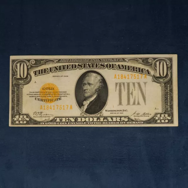 Series of 1928 $10 Gold Certificate Ten Dollar Bill FR 2400 - Free Shipping USA
