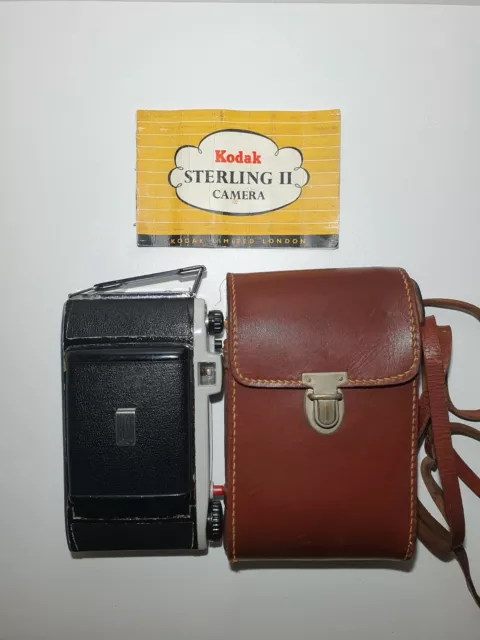 Vintage Codsc Sterling 11 Folding Camera With Manual Book And Leather Case