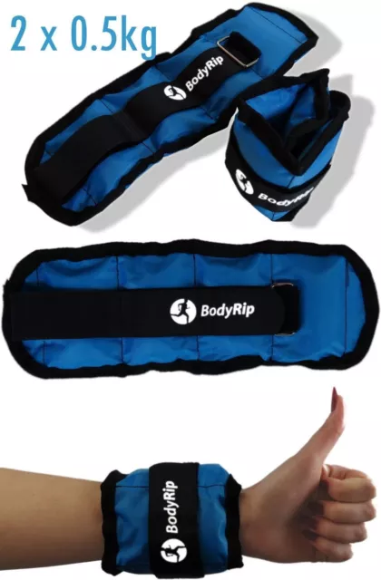 BodyRip Wrist Ankle Leg Hand Weights Strap 2 x 0.5KG Fitness Adjustable Wrap Gym