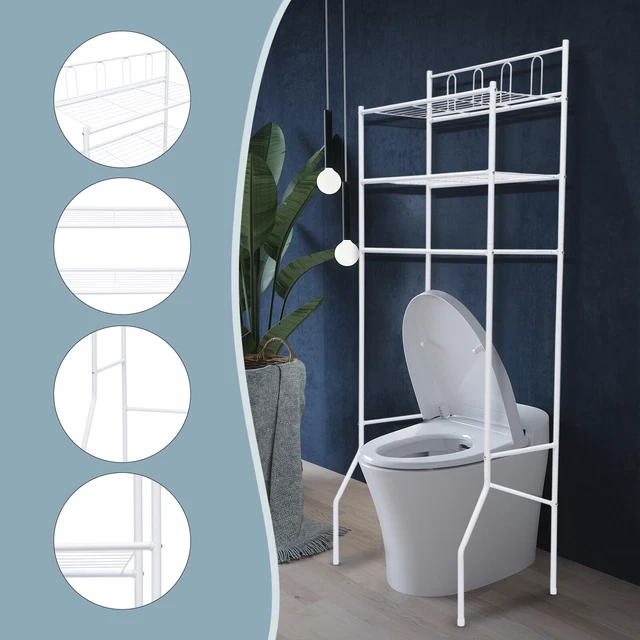 LIFEZEAL Toilettenschrank Mit 3 Offenen Regalen&, Aufbewahrungsschrank Holz, Waschmaschinenschrank Mit Schiebetu00fcr, Badezimmer Toilettenregal, Hochschrank Fu00fcr WC (Weiu00df