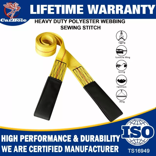 2" x 6 ft Nylon Web Flat Lifting Sling Tow Straps Heavy Duty Polyester Loop Ends