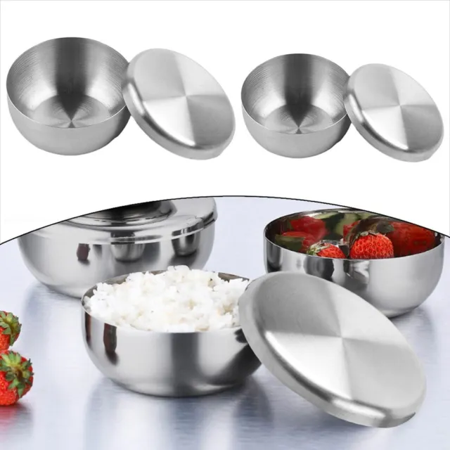 Portable Stainless Steel Bowl with Lid Ideal for Travel and Outdoor Activities