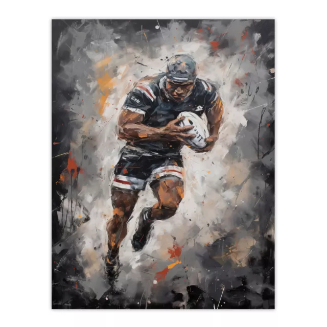 Rugby Fan Artwork World Cup Forward With Ball Man Cave Wall Art Poster Print