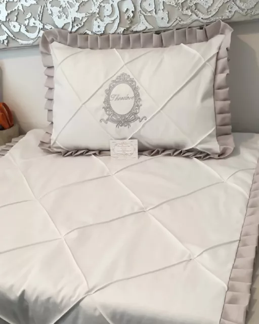 Personalised Baby Bedding Quilt + Pillowcase Handmade Tufted Design