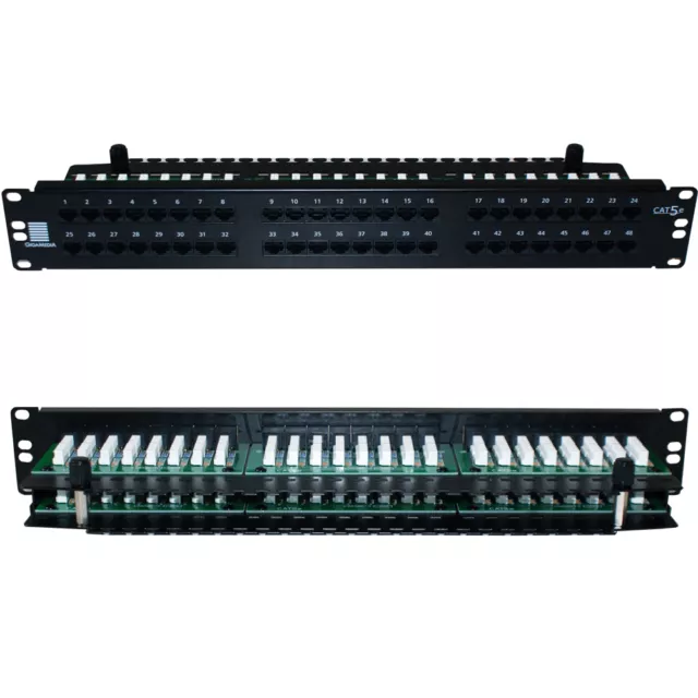 Panel de conexión Ethernet CAT5e CALIDAD EN 48 puertos vía 2U 19" montaje en rack red RJ45