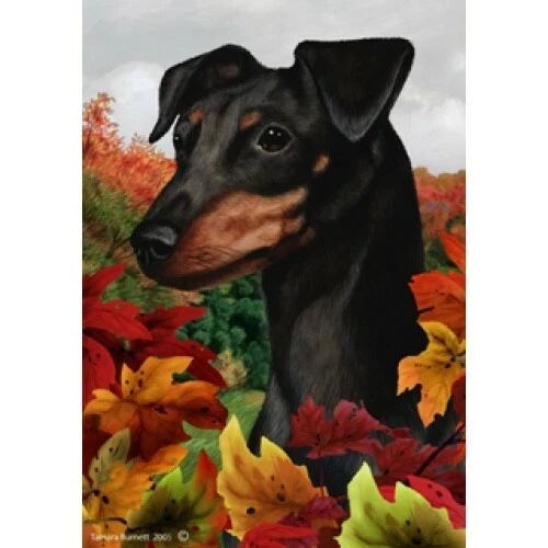 Fall House Flag - Uncropped Black and Tan Miniature Pinscher 13084