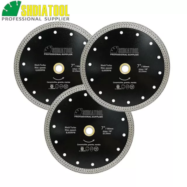 Mesh turbo diamond saw blade cutting disc for marble 3 pieces Ø 7"/180 mm