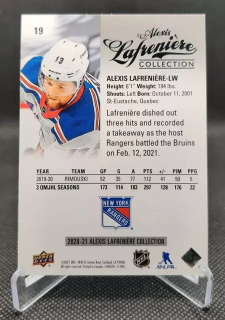 2020-21 Upper Deck Alexis Lafreniere Collection #19 New York Rangers hockey card 2