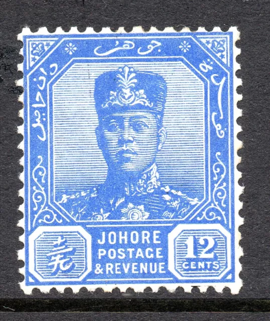 Malay States. Johore. SG 114. Issued 1940. 12 Cents. Ultramarine. MM