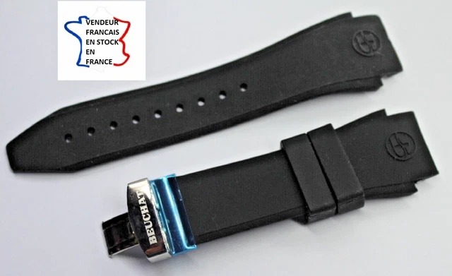Bracelet Montre Cuir Beuchat Skipper 22 Mm - Cuir Croco Marron Boucle Siglée Neuf