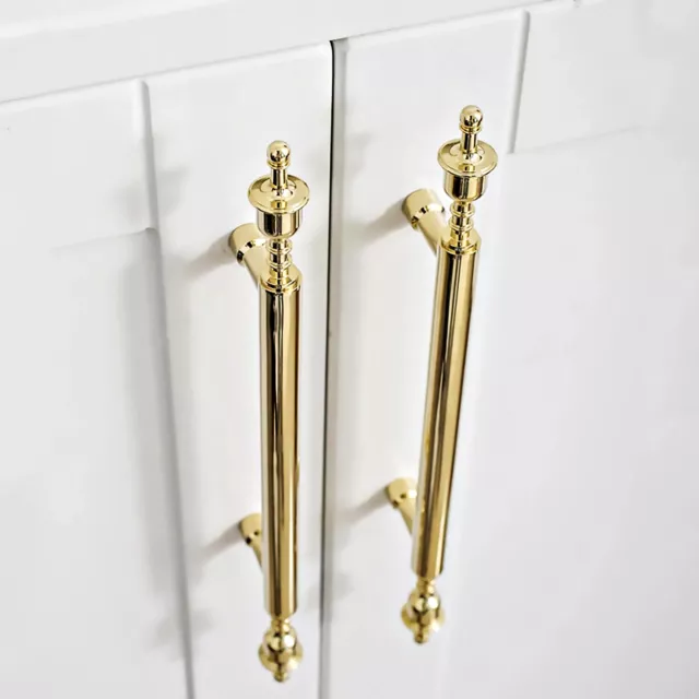 Kitchen Cabinet Pull Solid Brass Shiny Gold Drawer Pull Knob Wardrobe Pulls