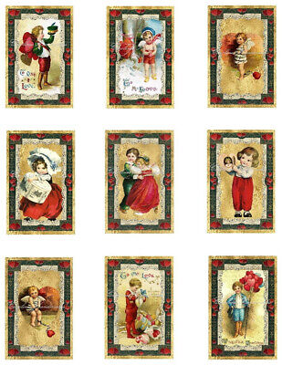 Bloques de edredones de tela de algodón para reproducción de E Clappsdale Valentines (9) @ 2X3" cada uno