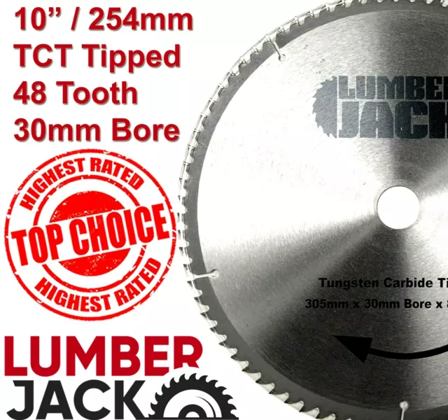 Circular Saw Blade 254mm TCT fits 10" Bosch Dewalt 48 Tooth Blade Lumberjack