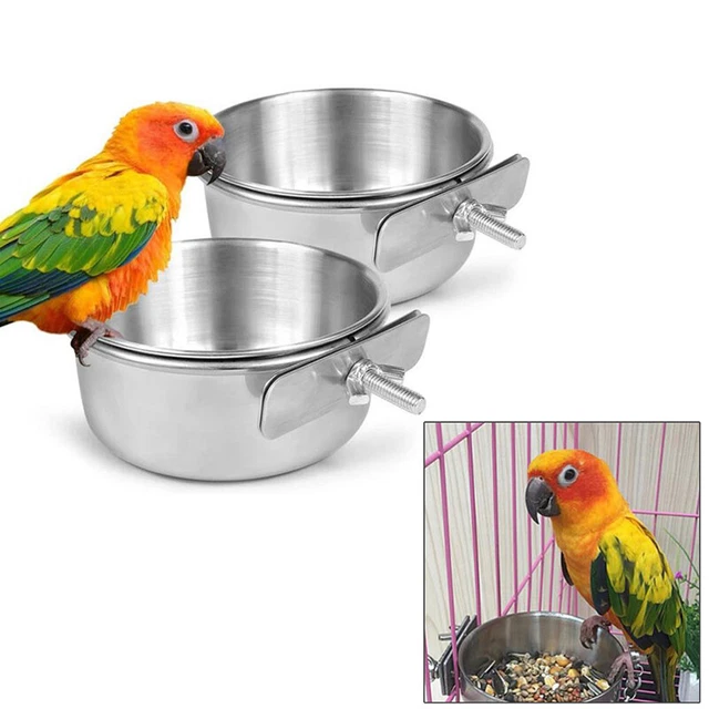 12CM Stainless Steel Bird Feed Box Parrot Cup Bowl Food Water Feeding Suppl_DC