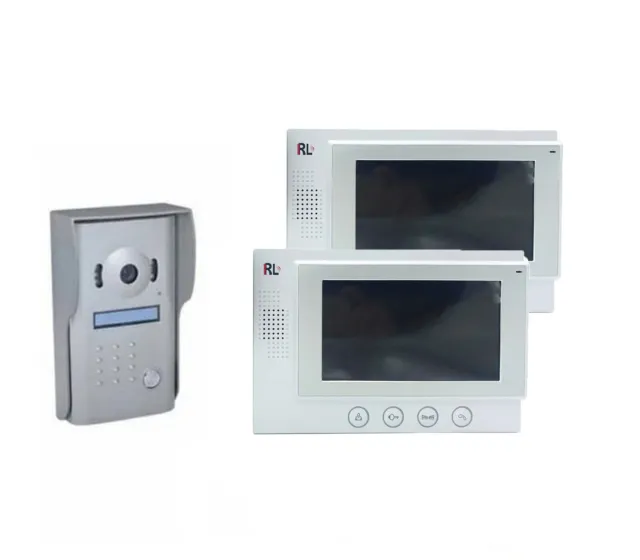 Videocitofono Bifamiliare Kit Doppio 2 Monitor Telecamera Ir 7 Pollici Notturna