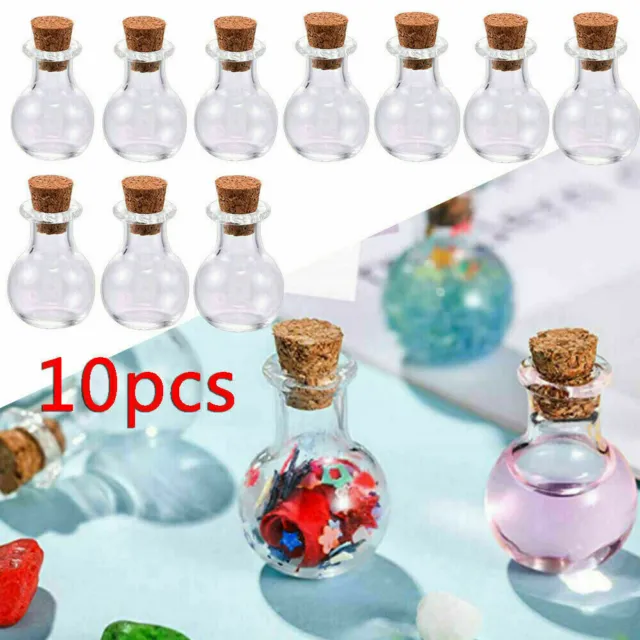 10Stk kleine Glasflaschen Miniatur Trankflasche Mini Korkglas Fläschchen Hoch