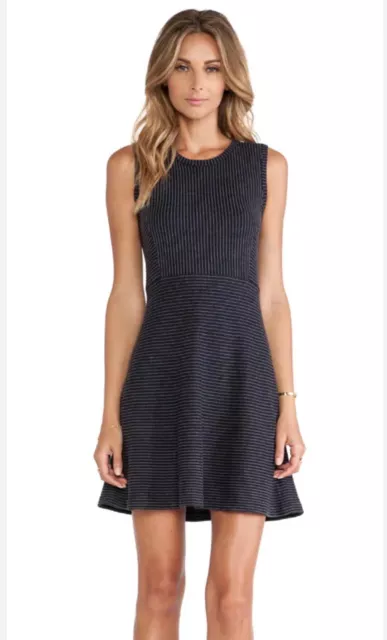 Theory Randria Evian Pinstripe Wool Blend Knit Dress Dark Gray Size SP_NWT