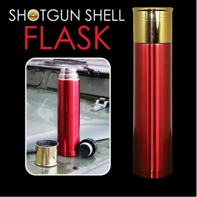 Shotgun Shell Vacuum Flask Camping Fishing Hot or Cold Stainless Steel 1000ml