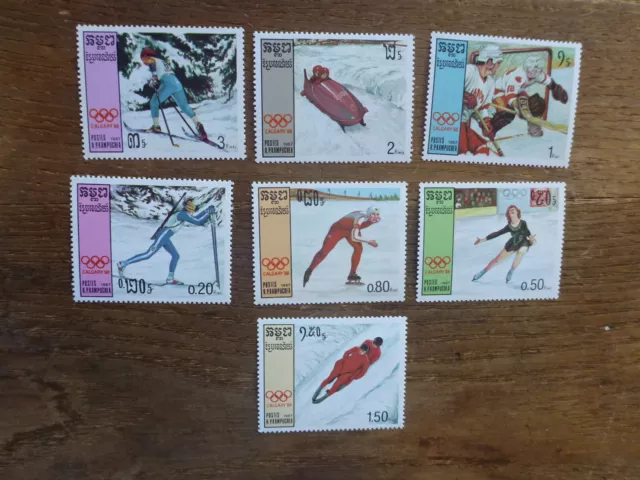 Cambodia 1987 Winter Olympic Games Set 7 Mint Stamps
