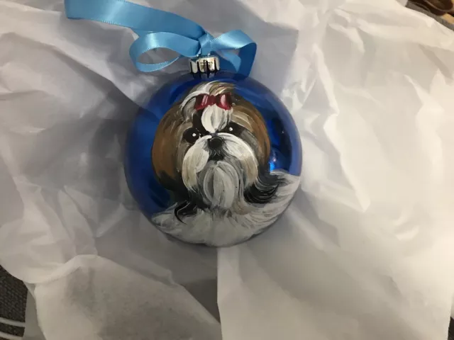 Shih Tzu Hand Painted Christmas Ornament