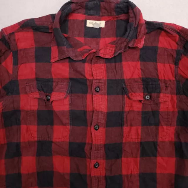 Sonoma Buffalo Check Flannel Casual Button Up Shirt Mens Size Large L Red Black