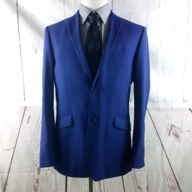 Renoir Mens 42L Slim 2 Button Royal Blue Suit Blazer Jacket