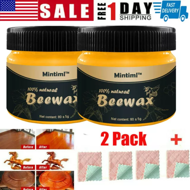 2Pcs Beeswax Furniture Polish Wood Seasoning Beewax Natural Wood Wax Traditional