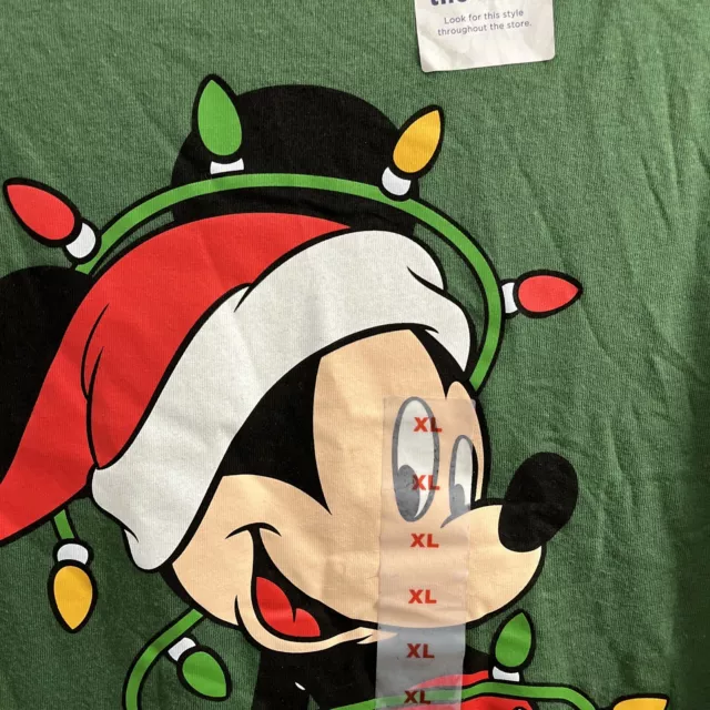 Old Navy Disney T Shirt Womans XL Christmas Mickey Mouse Green Short Sleeve 3