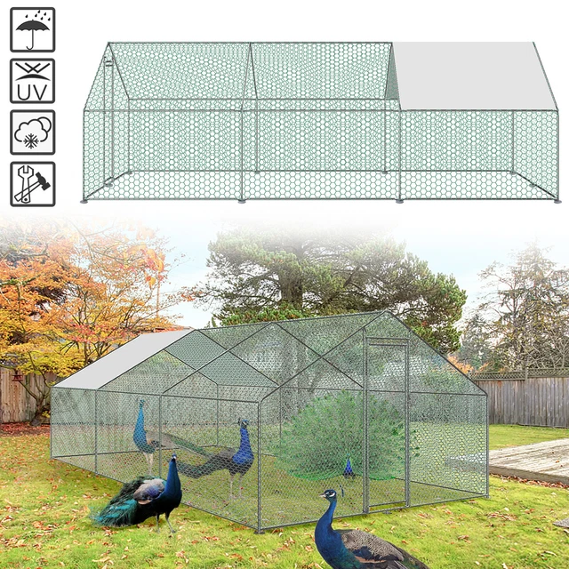 Eulenke Hühnerstall 3x4x2m Mit Freilaufgehege - Kleintierstall Outdoor Mit Hühnerklappe | Wetterfest & UV-beständig