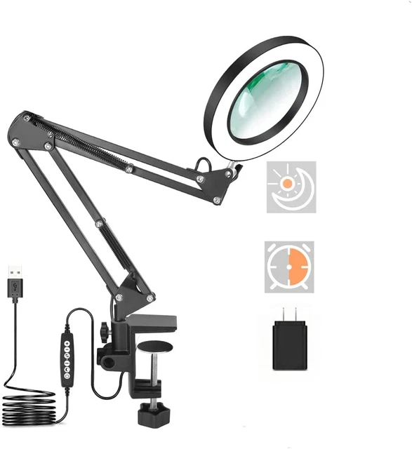 8X Magnifying Glass with Light, with Sleep Timer Function for Close Work, 3 Colo