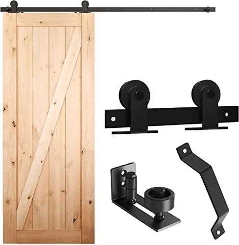 Sliding Barn Door Hardware Set - 6.6 ft Kit with 5 Tracks, Handle, and T Type