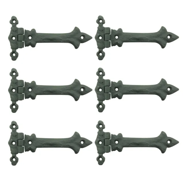 Black Wrought Iron Cabinet Hinge 5" Strap Southern Charm Barn Pack of 6
