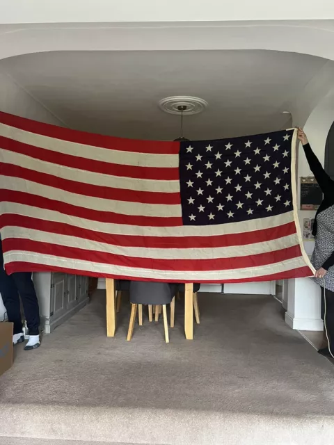 Large 3 Yard Rare Vintage  Genuine American USA 50 Stars  Flag