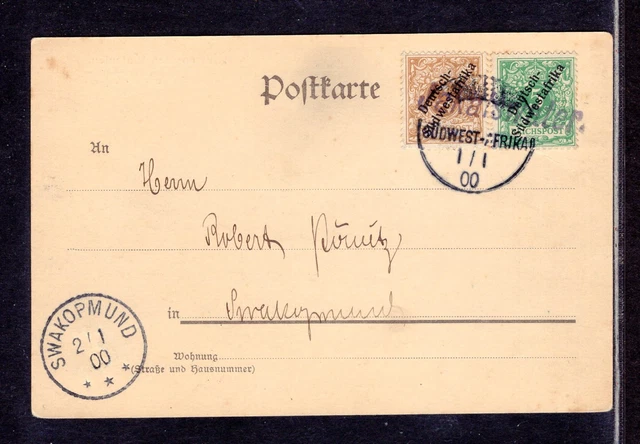 DSWA Mi 5 b,6 Karte Wanderstempel Jakalswater 1.1.00 nach Swakopmund 2