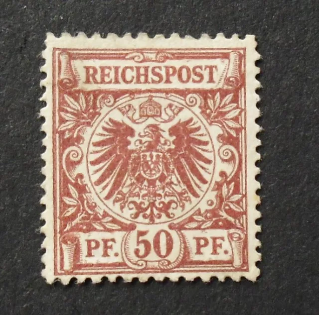 1889 Mi:1400,-MiNr 50 b Krone/Adler 50 Pf braunrot ungebraucht Falz FA Jäschke-L