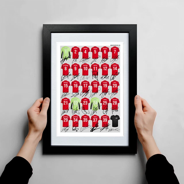 Manchester United 2023-2024 Squad Team Signed Poster Print Photo Hojlund Man Utd