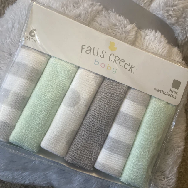 Falls Creek baby knit washcloth 6 pack mint white grey