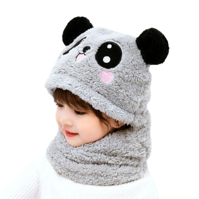 Hat Scarf Set Bright-colored Beautiful Bear Ear Shape Kids Beanies Cap 5 Colors