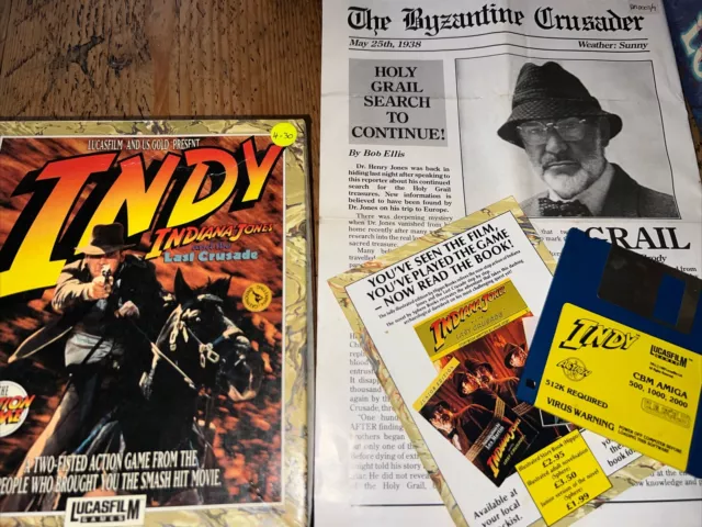 Indiana Jones Last Crusade RARE Indy 1989 Amiga LucasArts- Big Box -