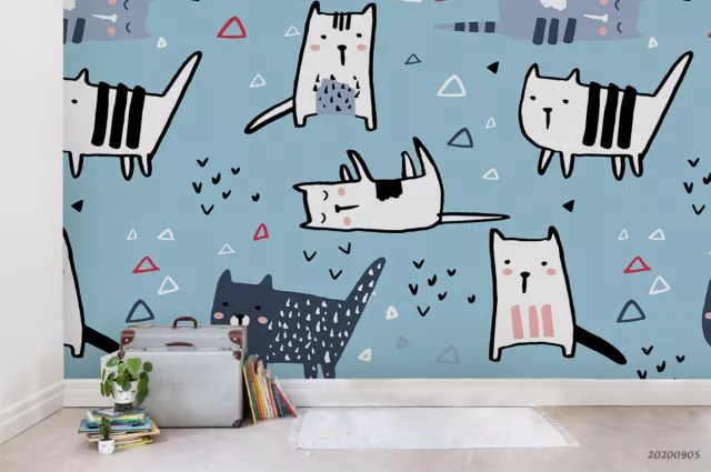 3D Cute Little Cat Self-adhesive Removeable Wallpaper Wall Mural Sticker 148