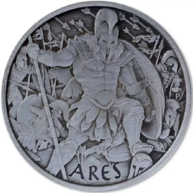 ARES Gods of Olympus 2023 1 oz Pure Silver Antiqued Coin  Tuvalu  Perth Mint