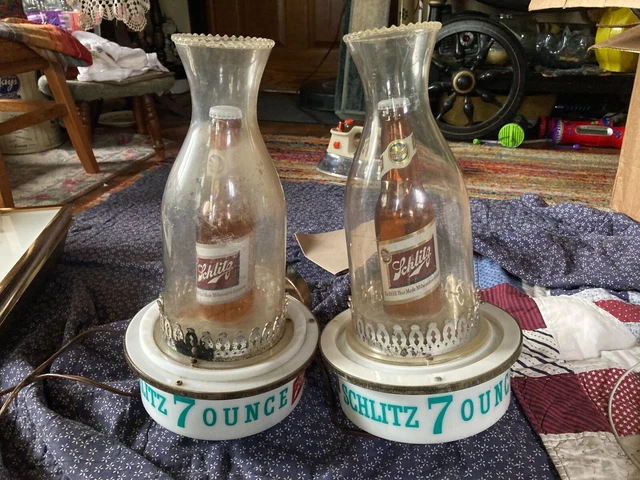 Schlitz Beer Advertising Pair Lantern Lights 2 Schlitz SIDE BY SIDE Advertising