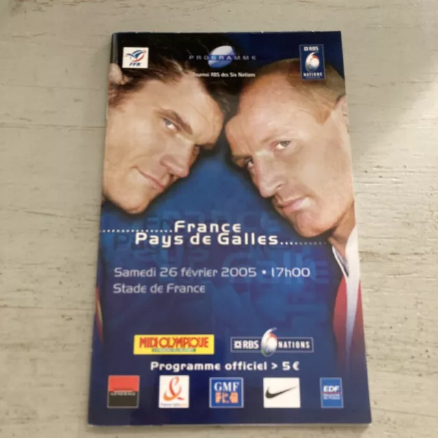 2005 France V Wales Pays De Galles Six Nations Grand Slam Rugby Programme Vgc