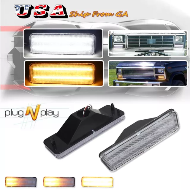 Switchback LED Front Parking Signal Lights Pair For Bronco F100 F150 F250 F350