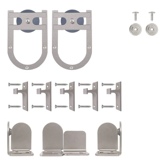 Quiet Glide Horseshoe Satin Nickel Rolling Door Hardware Kit for 3/4 in. to 1-1/