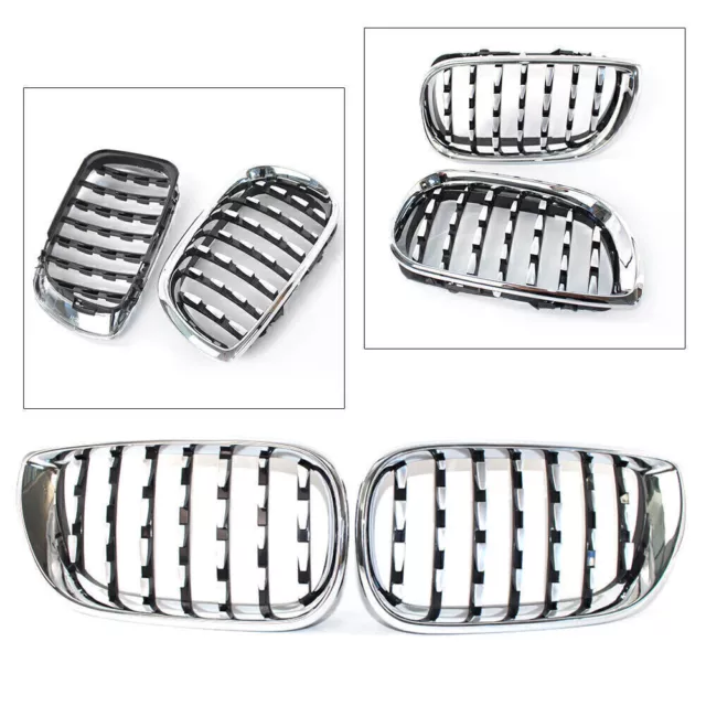 Front Kidney Chrome Grille Diamond Metor Fit BMW E46 4D 2002 - 2005 Latest Style